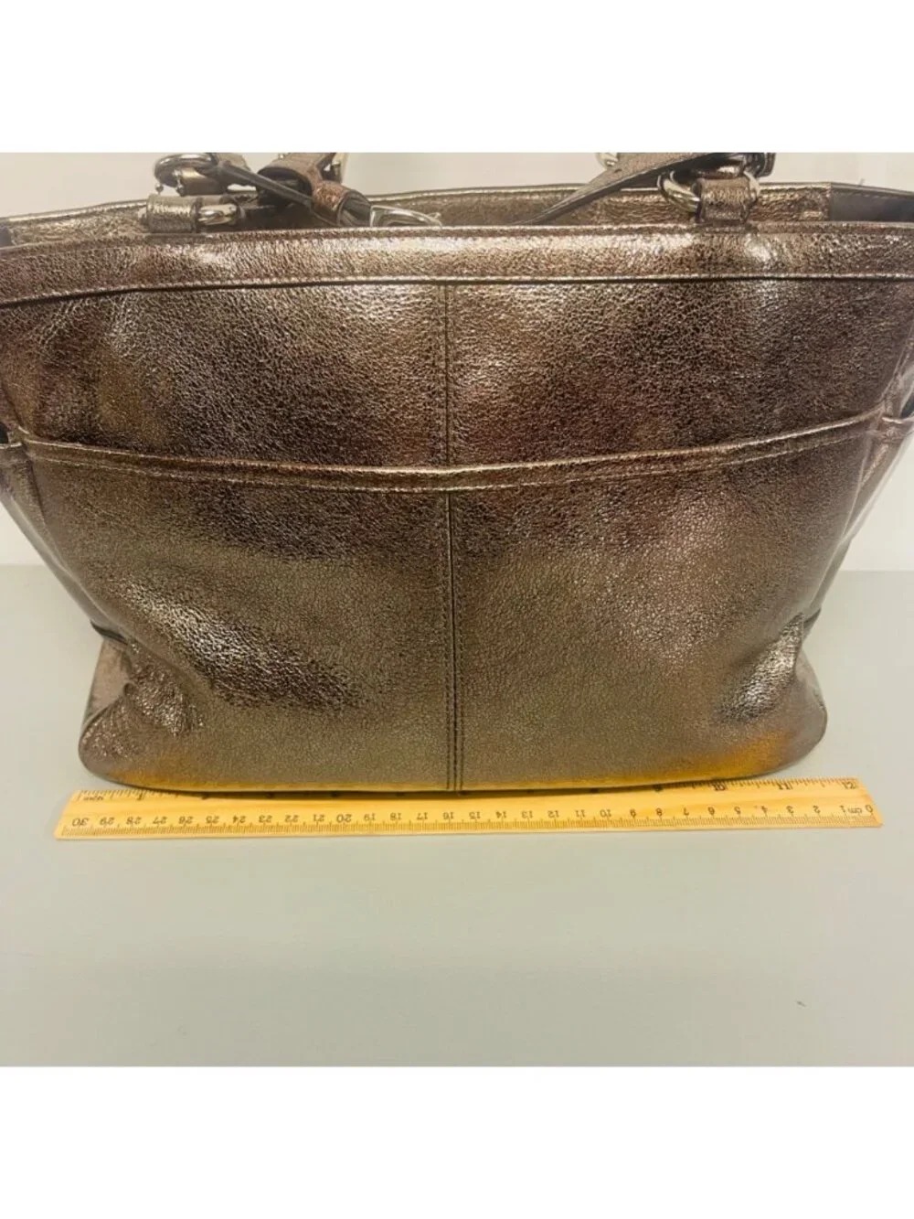 Coach Metallic Bronze Leather Tote Bag